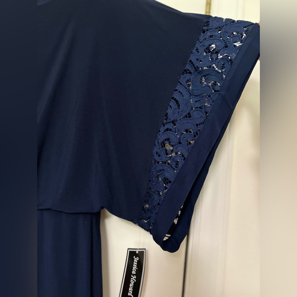 Jessica Howard Navy Lace Trim Dress, Size 14 – Elegant‎ and Sophisticated - Picture 6 of 7